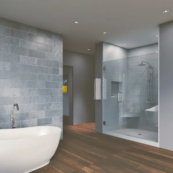36.25'' x 80" Hinged Frameless Shower Door & Panel Reversible Chrome