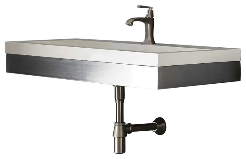 36" Zaca Vanity Base with NativeStone Trough in Pearl