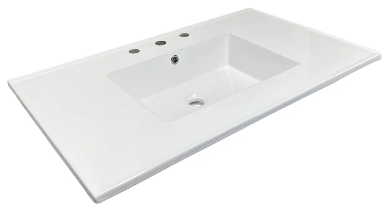 37" Single Sink Vitreous China Top With 3-Faucet Holes