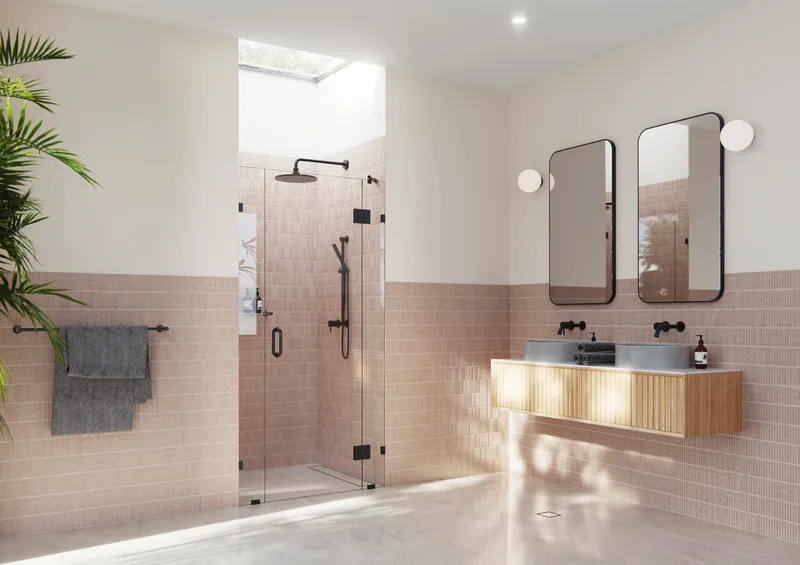 38.5"Wx78"H Frameless 3 Panel Inline Shower Door, Matte Black