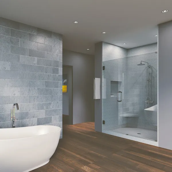 38.50'' x 80" Hinged Frameless Shower Door & Panel Reversible Brushed Nickel