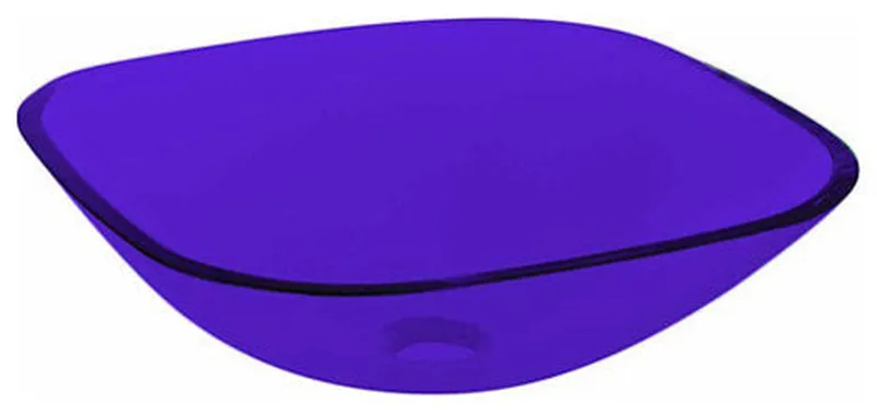 4-3/4" Bathroom Tempered Glass Square Shape Vessel Sink, Purple