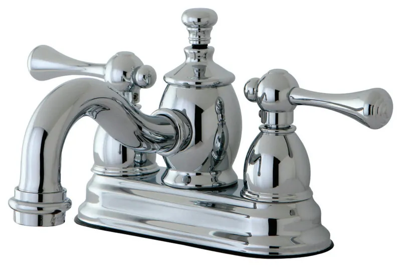 4" Centerset Lavatory Faucet, Heritage Spout, Metal Handle, Polished Chrome