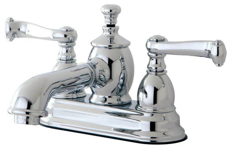 4" Centerset Lavatory Faucet, Heritage Spout, Metal Handle, Polished Chrome