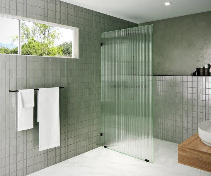 40"x78" Frameless Shower Door Single Fixed Panel Fluted, Oil Rubbed Bronze