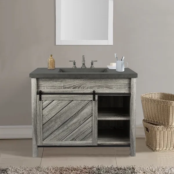 42" Single Bathroom Cement Vanity Top with Sink