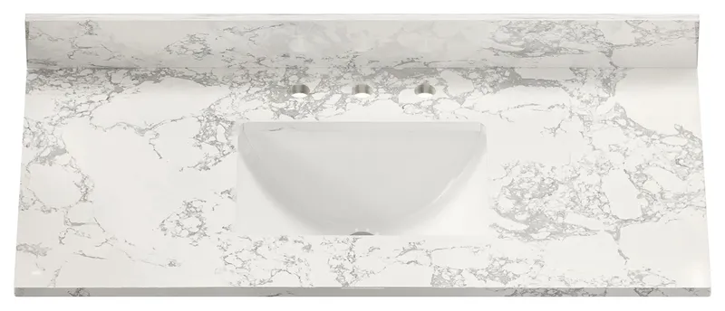 43-in Engineered Marble 3-Hole Bathroom Vanity Top,Carrara White