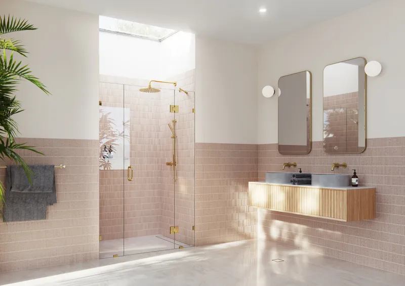 45.5"Wx78"H Frameless 3 Panel Inline Shower Door, Polished Brass