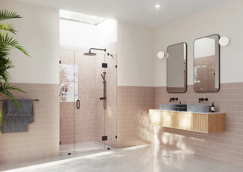 48"Wx78"H Frameless 3 Panel Inline Shower Door, Matte Black