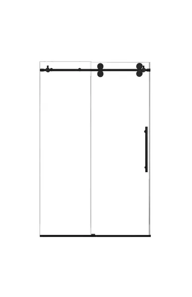 48x76 Single Sliding Frameless Clear Glass Shower Door, Black
