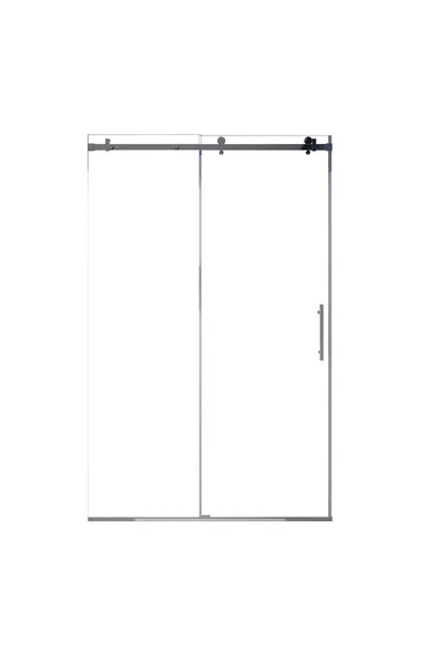 48x76 Single Sliding Frameless Clear Glass Shower Door, Bright Chrome