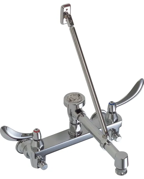 5.5 GPM 2-Hole Wall Mount Sink Faucet With Double Lever Handle, Polished Chrome