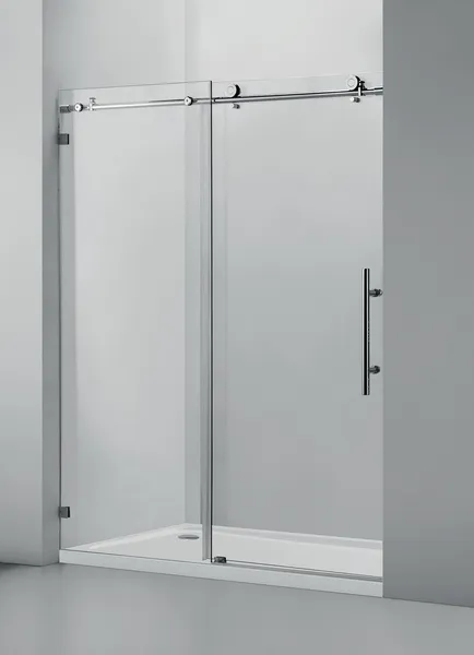 56–60"Wx76" Frameless Sliding Shower Door With Clear Glass, Brushed Nickel