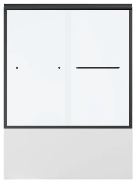56-60" x 58" Semi-Frameless Double Sliding Tub Door, Black