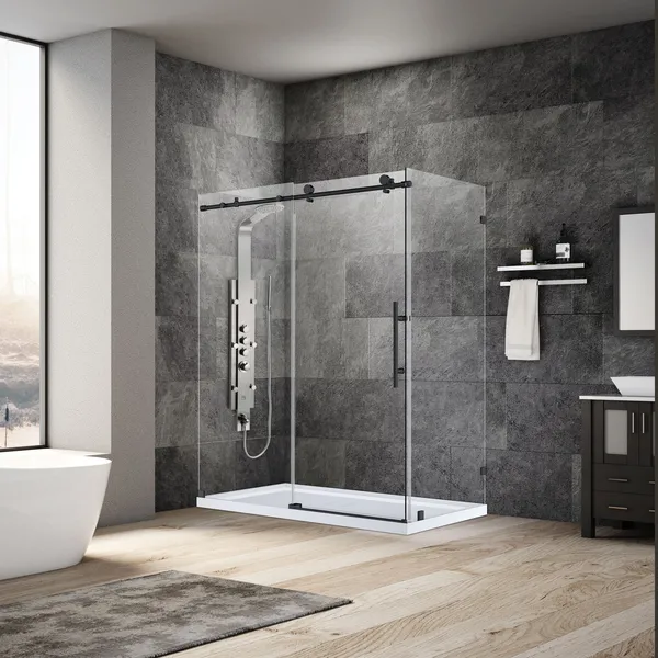56-60x76x36" Sliding Shower Enclosure Ultra-C Matte Black