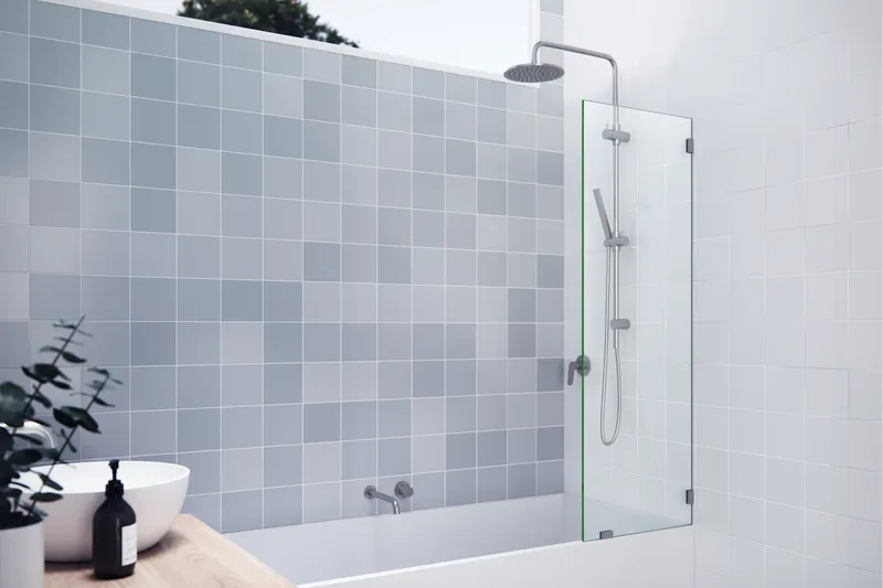58.25"x20" Frameless Shower Bath Fixed Panel, Brushed Nickel
