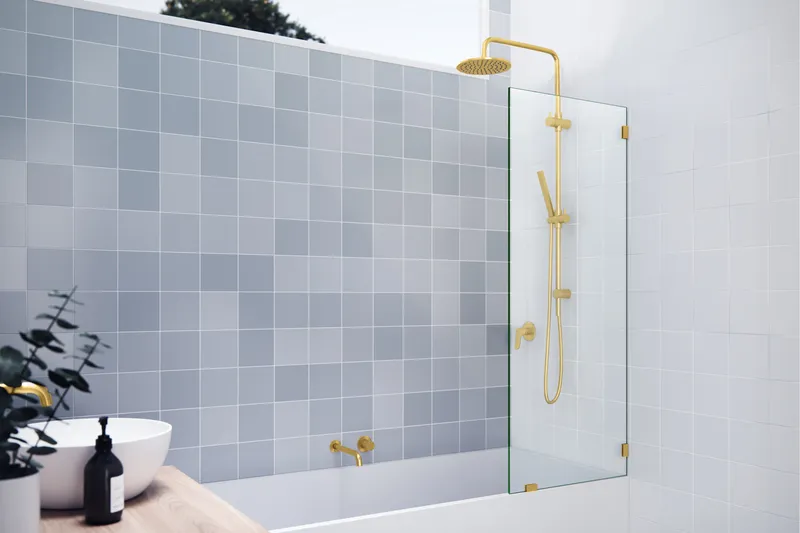 58.25"x22.5" Frameless Shower Bath Fixed Panel, Satin Brass