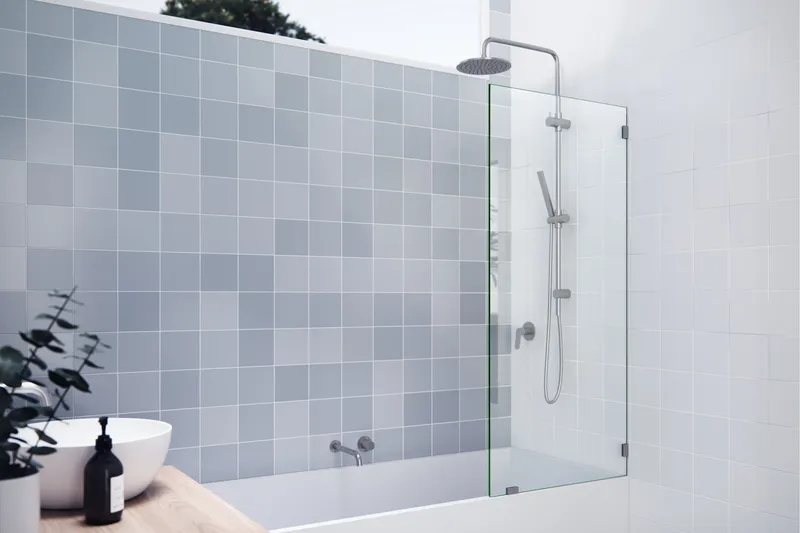 58.25"x28" Frameless Shower Bath Fixed Panel, Brushed Nickel