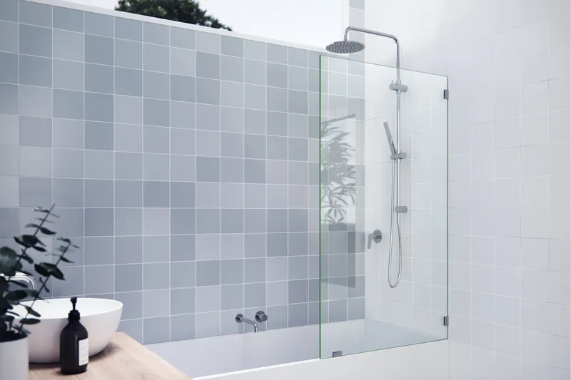 58.25"x33" Frameless Shower Bath Fixed Panel, Polished Chrome