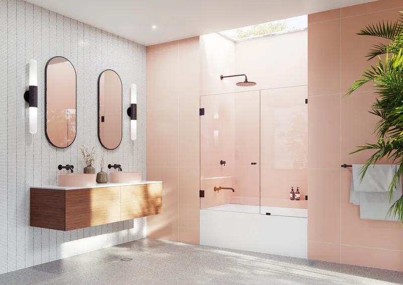 58.25"x63.5" Frameless Shower Bath Door Wall Hinge, Oil Rubbed Bronze