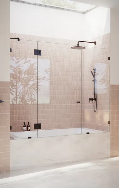 58.25"x70.5" Frameless 3 Panel Inline Bathtub Shower Door, Oil Rubbed Bronze