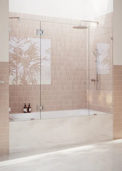 58.25"x73" Frameless 3 Panel Inline Bathtub Shower Door, Brushed Nickel