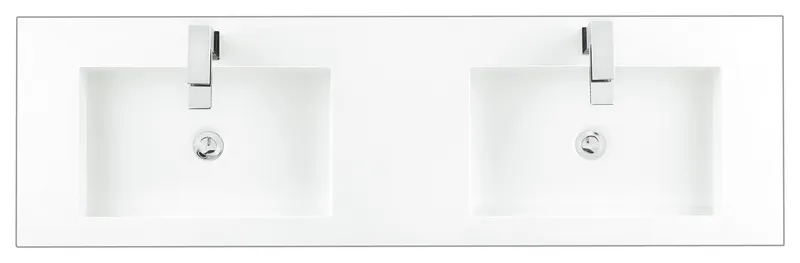 59" Double Top, Composite Stone, Glossy White Finish