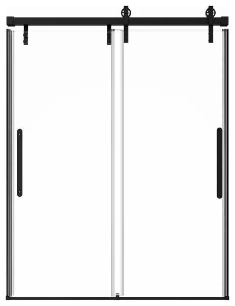 59-in to 60-in x 76-in Frameless Sliding Shower Door, Matte Black