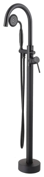 6 GPM Freestanding Bathtub Faucet with Hand Held Shower and Double Handle, Matte Black