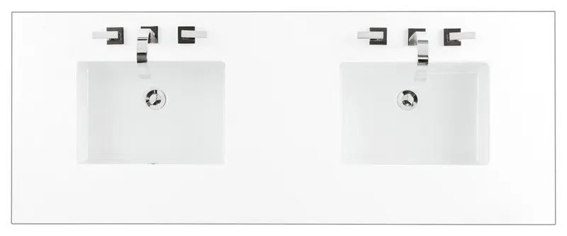 60" Double Top, 3 Cm Classic White Quartz W/ Sink