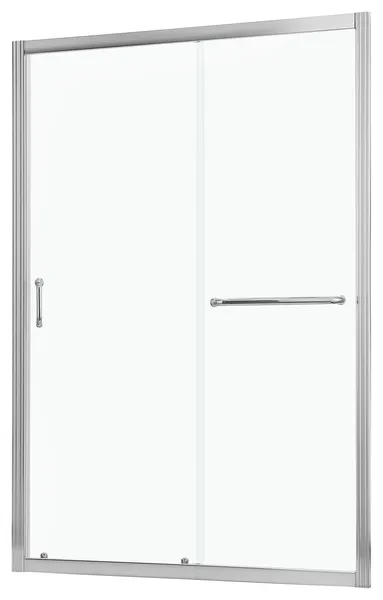 60" W x 72" H Semi-Frameless Single Sliding Shower Door, Chrome