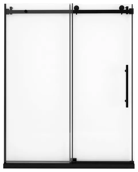 60" W x 76" H Frameless Single Sliding Shower Doors, Matt Black