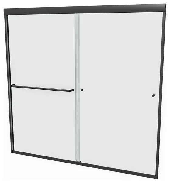 60"Wx58"H 6mm Double Sliding Bath Tub Shower Doors, SGCC Certified, Black