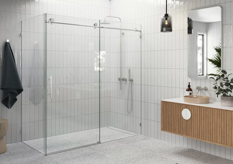 68"-72"x30"x78" Frameless Sliding Shower Door With Return Panel, Brushed Nickel