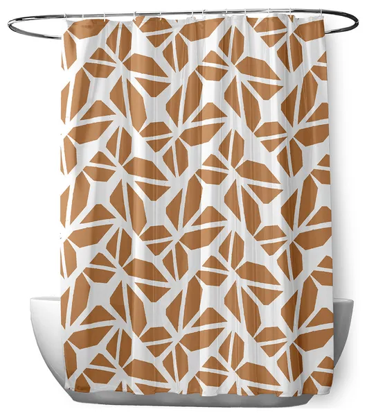 70"Wx73"L Kaleidoscope Graffiti Shower Curtain, Caramel