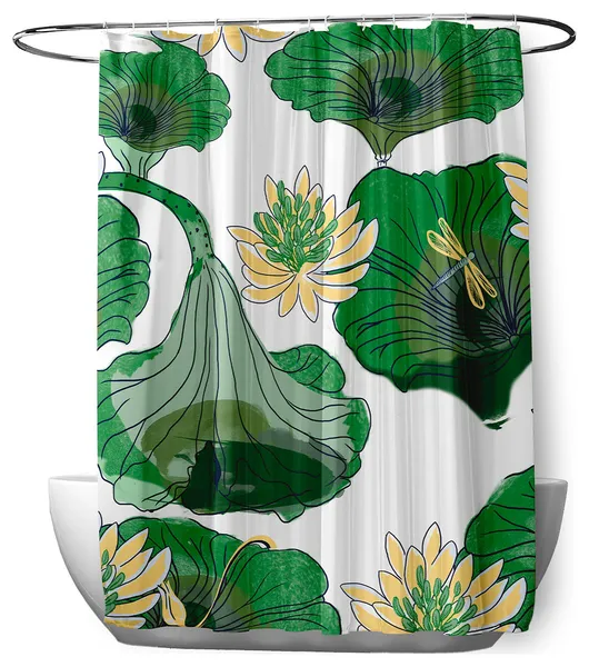 70"Wx73"L Lotokoi Shower Curtain, Green