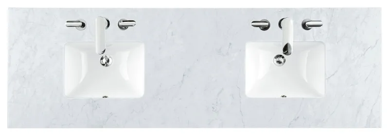 72" Double 3 Cm Top, Carrara White W/ Sink