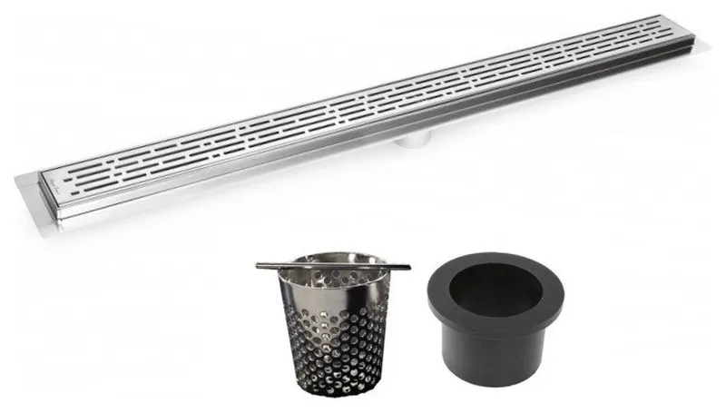 72 Inch Linear Shower Drain, Broken Lane Design with Hair Trap by SereneDrains