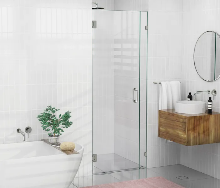 78"x30.5" Frameless Hinged Shower Door, Wall Hinge Door Style, Brushed Nickel