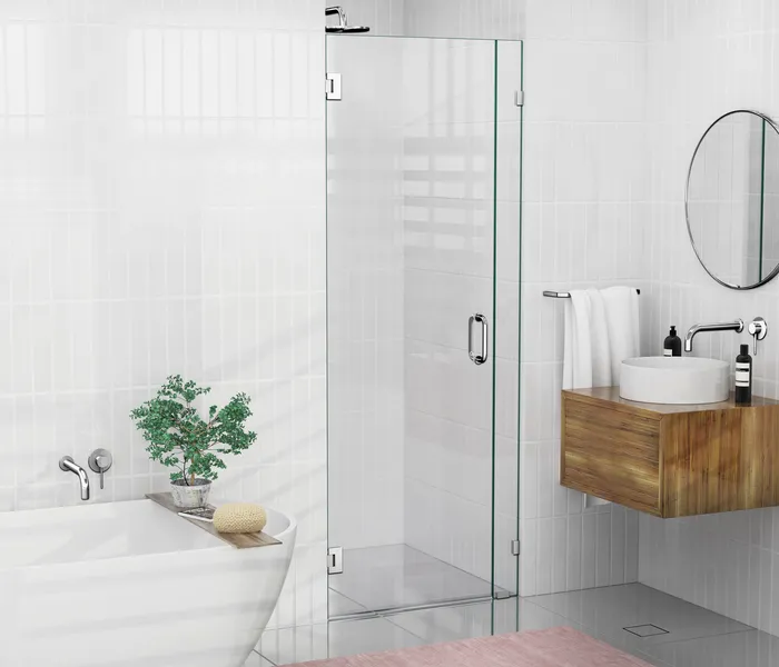 78"x30" Frameless Shower Door, Wall Hinge, Polished Chrome