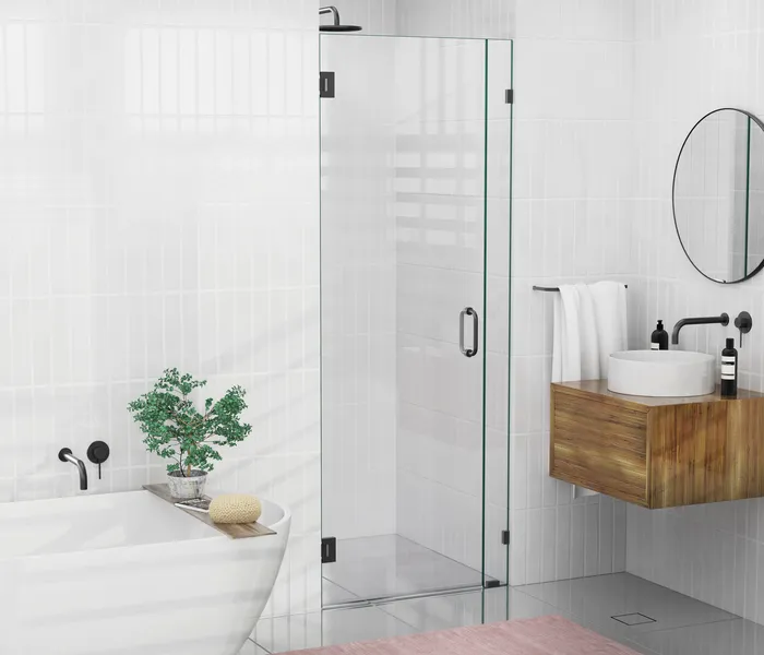 78"x31" Frameless Shower Door, Wall Hinge, Matte Black