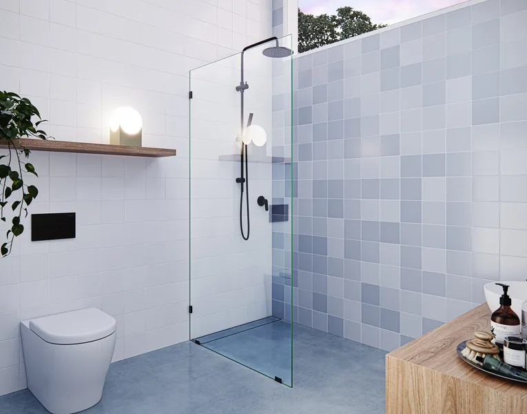 78"x34" Frameless Shower Door Single Fixed Panel, Oil Rubbed Bronze