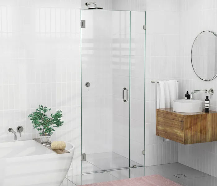 78"x35.5" Frameless Hinged Shower Door, Wall Hinge Door Style, Brushed Nickel