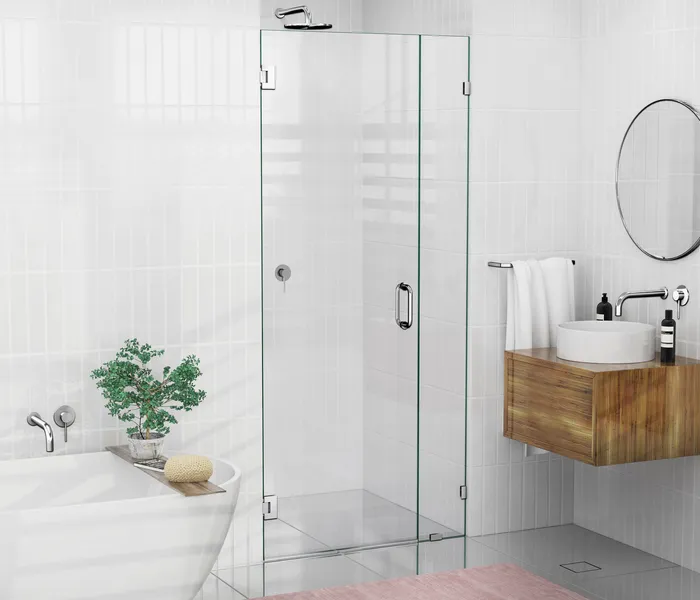 78"x36.75" Frameless Shower Door, Wall Hinge, Polished Chrome