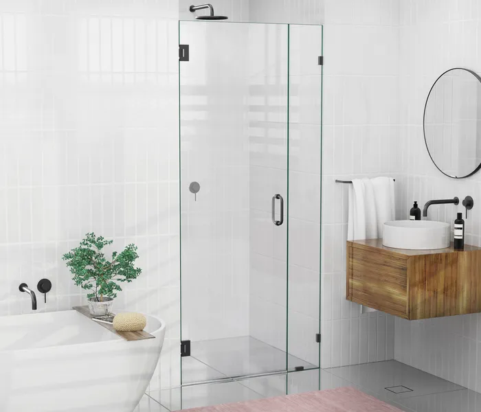 78"x38.5" Frameless Shower Door Wall Hinge, Matte Black