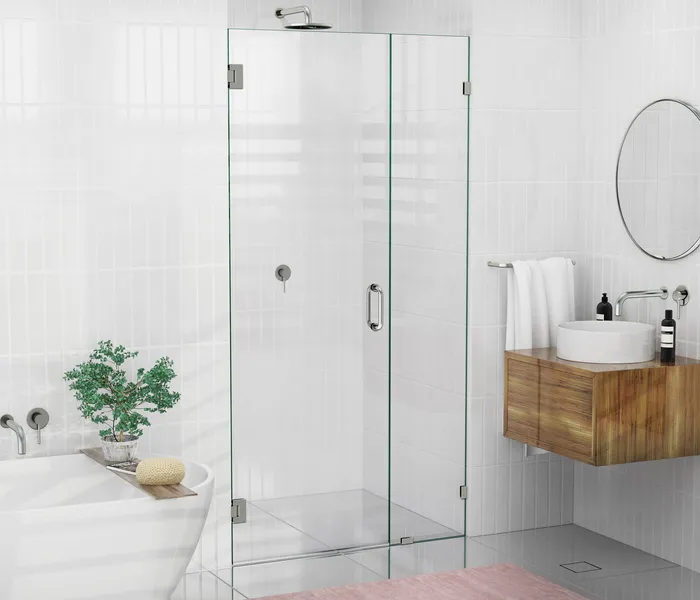 78"x40.5" Frameless Hinged Shower Door, Wall Hinge Door Style, Brushed Nickel