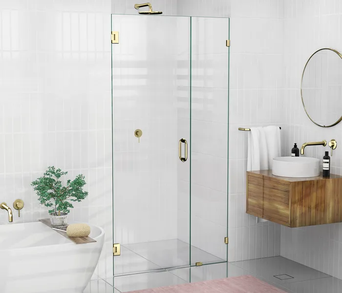 78"x41" Frameless Shower Door Wall Hinge, Polished Brass