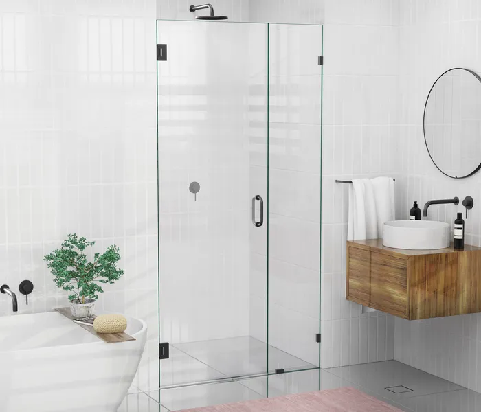 78"x42" Frameless Shower ,Door Wall Hinge, Matte Black