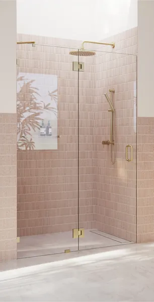 78"x47.75" Frameless Shower Door Glass Hinge, Satin Brass