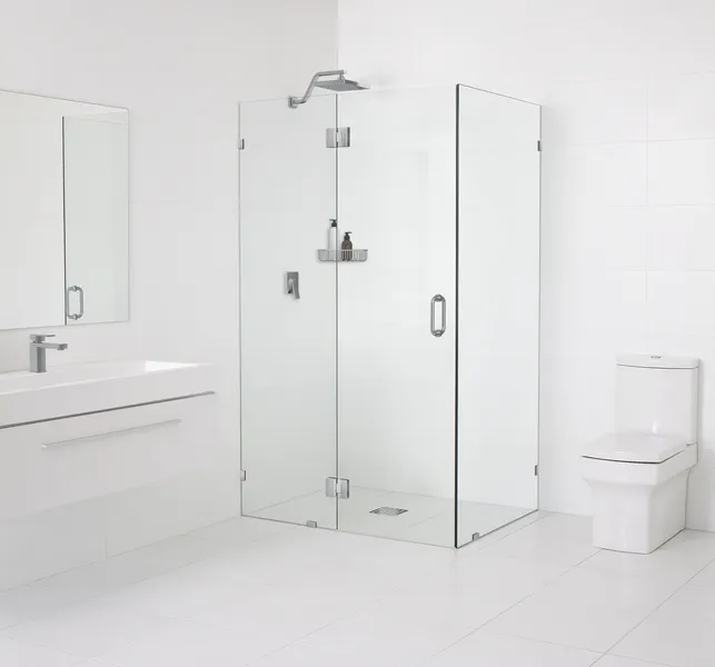 78"x48"x33" Frameless 90 Degree Shower Enclosure Glass Hinge, Brushed Nickel